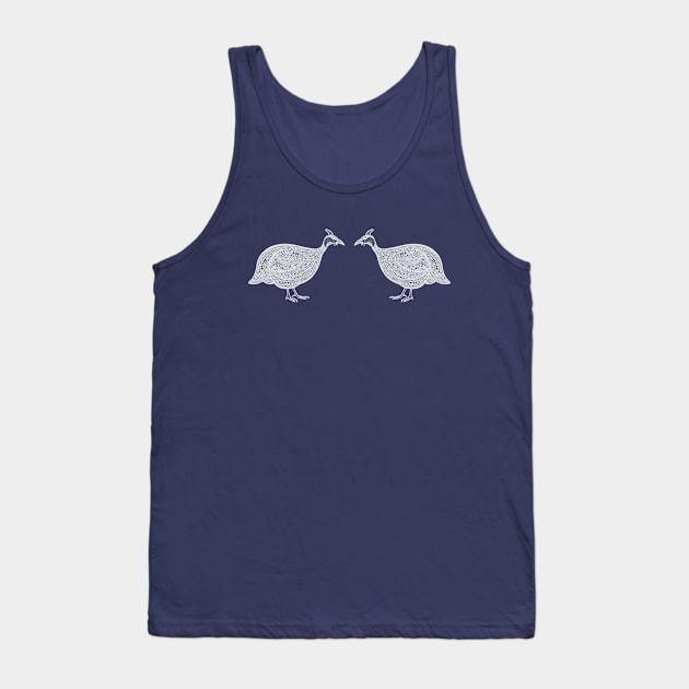 Guineafowl in Love - detailed farm animal ink art Tank Top by Green Paladin